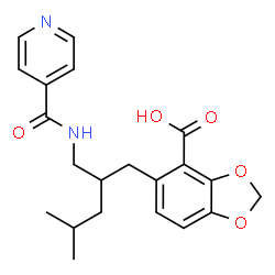 ChemSpider 2D Image | 5-{(2S)-2-[(Isonicotinoylamino)methyl]-4-methylpentyl}-1,3-benzodioxole-4-carboxylic acid | C21H24N2O5