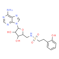 ChemSpider 2D Image | 5'-Deoxy-5'-({[2-(2-hydroxyphenyl)ethyl]sulfonyl}amino)adenosine | C18H22N6O6S