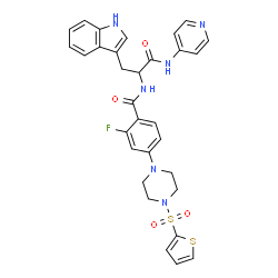 ChemSpider 2D Image | Nalpha-{2-Fluoro-4-[4-(2-thienylsulfonyl)-1-piperazinyl]benzoyl}-N-4-pyridinyl-D-tryptophanamide | C31H29FN6O4S2