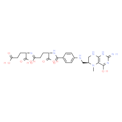 ChemSpider 2D Image | N-[4-({[(6S)-2-Amino-5-methyl-4-oxo-1,4,5,6,7,8-hexahydro-6-pteridinyl]methyl}amino)benzoyl]-L-gamma-glutamyl-L-glutamic acid | C25H32N8O9