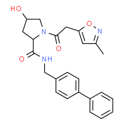 ChemSpider 2D Image | (4r)-N-(Biphenyl-4-Ylmethyl)-4-Hydroxy-1-[(3-Methylisoxazol-5-Yl)acetyl]-L-Prolinamide | C24H25N3O4