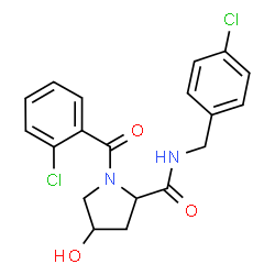 ChemSpider 2D Image | (4R)-1-(2-Chlorobenzoyl)-N-(4-chlorobenzyl)-4-hydroxy-L-prolinamide | C19H18Cl2N2O3