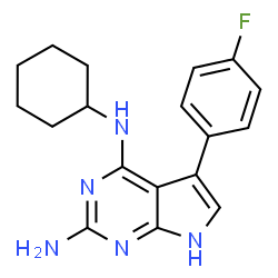ChemSpider 2D Image | N4-Cyclohexyl-5-(4-Fluorophenyl)-7h-Pyrrolo[2,3-D]pyrimidine-2,4-Diamine | C18H20FN5