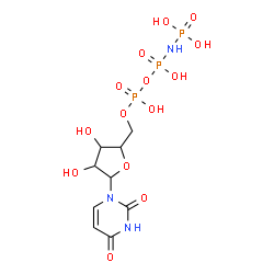 ChemSpider 2D Image | 5'-O-[(R)-Hydroxy{[(R)-hydroxy(phosphonoamino)phosphoryl]oxy}phosphoryl]uridine | C9H16N3O14P3
