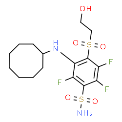 ChemSpider 2D Image | 3-(Cyclooctylamino)-2,5,6-trifluoro-4-[(2-hydroxyethyl)sulfonyl]benzenesulfonamide | C16H23F3N2O5S2