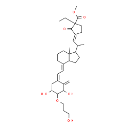 ChemSpider 2D Image | Methyl (1S,3E)-3-{(2R)-2-[(1R,3aS,4E,7aR)-4-{(2Z)-2-[(3R,4S,5R)-3,5-dihydroxy-4-(3-hydroxypropoxy)-2-methylenecyclohexylidene]ethylidene}-7a-methyloctahydro-1H-inden-1-yl]propylidene}-1-ethyl-2-oxocyc
lopentanecarboxylate (non-preferred name) | C34H50O7