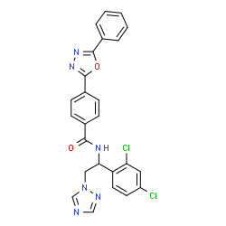 ChemSpider 2D Image | N-[(1R)-1-(2,4-Dichlorophenyl)-2-(1H-1,2,4-triazol-1-yl)ethyl]-4-(5-phenyl-1,3,4-oxadiazol-2-yl)benzamide | C25H18Cl2N6O2