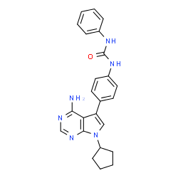 ChemSpider 2D Image | 1-[4-(4-Amino-7-cyclopentyl-7H-pyrrolo[2,3-d]pyrimidin-5-yl)phenyl]-3-phenylurea | C24H24N6O