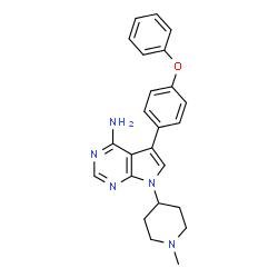 ChemSpider 2D Image | 7-(1-Methyl-4-piperidinyl)-5-(4-phenoxyphenyl)-7H-pyrrolo[2,3-d]pyrimidin-4-amine | C24H25N5O