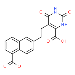 ChemSpider 2D Image | 5-[2-(5-Carboxy-2-naphthyl)ethyl]-2,6-dioxo-1,2,3,6-tetrahydro-4-pyrimidinecarboxylic acid | C18H14N2O6