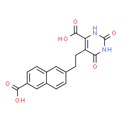 ChemSpider 2D Image | 5-[2-(6-Carboxy-2-naphthyl)ethyl]-2,6-dioxo-1,2,3,6-tetrahydro-4-pyrimidinecarboxylic acid | C18H14N2O6