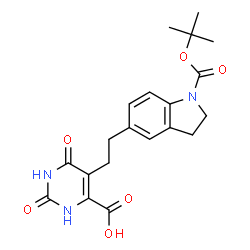ChemSpider 2D Image | 5-{2-[1-(Tert-Butoxycarbonyl)-2,3-Dihydro-1h-Indol-5-Yl]ethyl}-2,6-Dioxo-1,2,3,6-Tetrahydropyrimidine-4-Carboxylic Acid | C20H23N3O6