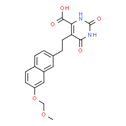 ChemSpider 2D Image | 5-{2-[7-(Methoxymethoxy)-2-naphthyl]ethyl}-2,6-dioxo-1,2,3,6-tetrahydro-4-pyrimidinecarboxylic acid | C19H18N2O6