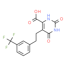 ChemSpider 2D Image | 2,6-Dioxo-5-{2-[3-(trifluoromethyl)phenyl]ethyl}-1,2,3,6-tetrahydro-4-pyrimidinecarboxylic acid | C14H11F3N2O4