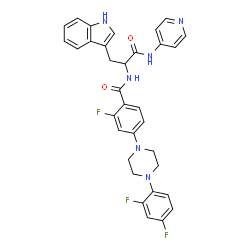 ChemSpider 2D Image | Nalpha-{4-[4-(2,4-Difluorophenyl)-1-piperazinyl]-2-fluorobenzoyl}-N-4-pyridinyl-D-tryptophanamide | C33H29F3N6O2
