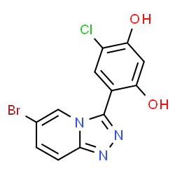 ChemSpider 2D Image | 4-(6-Bromo[1,2,4]triazolo[4,3-a]pyridin-3-yl)-6-chloro-1,3-benzenediol | C12H7BrClN3O2