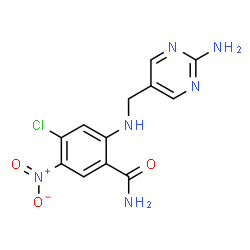 ChemSpider 2D Image | 2-{[(2-Amino-5-pyrimidinyl)methyl]amino}-4-chloro-5-nitrobenzamide | C12H11ClN6O3