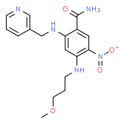 ChemSpider 2D Image | 4-[(3-Methoxypropyl)amino]-5-nitro-2-[(3-pyridinylmethyl)amino]benzamide | C17H21N5O4
