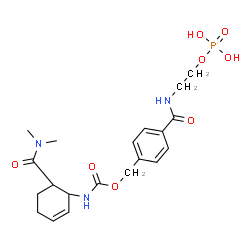 ChemSpider 2D Image | 4-{[2-(Phosphonooxy)ethyl]carbamoyl}benzyl [(1R,6S)-6-(dimethylcarbamoyl)-2-cyclohexen-1-yl]carbamate | C20H28N3O8P