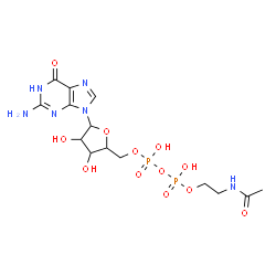 ChemSpider 2D Image | 5'-O-[(S)-{[(S)-(2-Acetamidoethoxy)(hydroxy)phosphoryl]oxy}(hydroxy)phosphoryl]guanosine | C14H22N6O12P2
