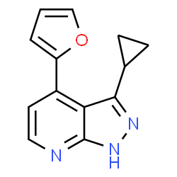 ChemSpider 2D Image | 3-Cyclopropyl-4-(2-furyl)-1H-pyrazolo[3,4-b]pyridine | C13H11N3O