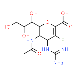 ChemSpider 2D Image | (2r,3r,4r)-3-Acetamido-4-Carbamimidamido-5-Fluoranyl-2-[(1r,2r)-1,2,3-Tris(Oxidanyl)propyl]-3,4-Dihydro-2h-Pyran-6-Carboxylic Acid | C12H19FN4O7
