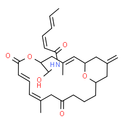 ChemSpider 2D Image | (2Z,4E)-N-[(S)-[(1S,2E,5R,8E,10Z,17S)-3,11-Dimethyl-19-methylene-7,13-dioxo-6,21-dioxabicyclo[15.3.1]henicosa-2,8,10-trien-5-yl](hydroxy)methyl]-2,4-hexadienamide | C29H39NO6