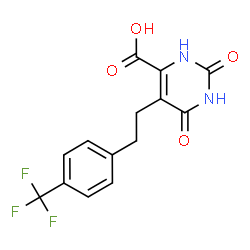 ChemSpider 2D Image | 2,6-Dioxo-5-{2-[4-(trifluoromethyl)phenyl]ethyl}-1,2,3,6-tetrahydro-4-pyrimidinecarboxylic acid | C14H11F3N2O4