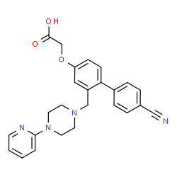 ChemSpider 2D Image | 2-[4-(4-Cyanophenyl)-3-[(4-Pyridin-2-Ylpiperazin-1-Yl)methyl]phenoxy]acetic Acid | C25H24N4O3