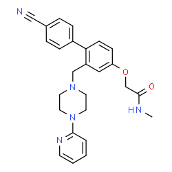 ChemSpider 2D Image | 2-[4-(4-Cyanophenyl)-3-{[4-(Pyridin-2-Yl)piperazin-1-Yl]methyl}phenoxy]-N-Methylacetamide | C26H27N5O2