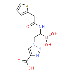 ChemSpider 2D Image | 1-{(2R)-2-(Dihydroxyboryl)-2-[(2-thienylacetyl)amino]ethyl}-1H-1,2,3-triazole-4-carboxylic acid | C11H13BN4O5S