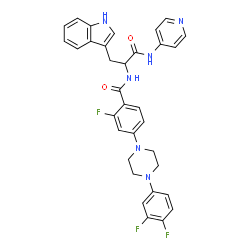 ChemSpider 2D Image | Nalpha-{4-[4-(3,4-Difluorophenyl)-1-piperazinyl]-2-fluorobenzoyl}-N-4-pyridinyl-D-tryptophanamide | C33H29F3N6O2