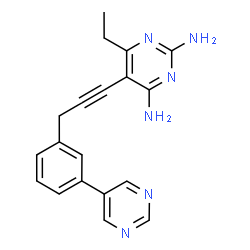 ChemSpider 2D Image | 6-Ethyl-5-{3-[3-(5-pyrimidinyl)phenyl]-1-propyn-1-yl}-2,4-pyrimidinediamine | C19H18N6
