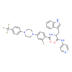 ChemSpider 2D Image | Nalpha-(2-Fluoro-4-{4-[4-(trifluoromethyl)phenyl]-1-piperazinyl}benzoyl)-N-4-pyridinyl-D-tryptophanamide | C34H30F4N6O2