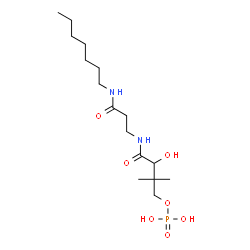ChemSpider 2D Image | N-Heptyl-N~3~-[(2R)-2-hydroxy-3,3-dimethyl-4-(phosphonooxy)butanoyl]-beta-alaninamide | C16H33N2O7P