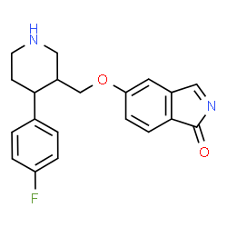 ChemSpider 2D Image | 5-{[(3S,4R)-4-(4-Fluorophenyl)-3-piperidinyl]methoxy}-1H-isoindol-1-one | C20H19FN2O2