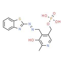 ChemSpider 2D Image | (4-{[(E)-1,3-Benzothiazol-2-yldiazenyl]methyl}-5-hydroxy-6-methyl-3-pyridinyl)methyl dihydrogen phosphate | C15H15N4O5PS