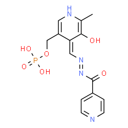 ChemSpider 2D Image | [(4Z)-5-Hydroxy-4-{[(E)-isonicotinoyldiazenyl]methylene}-6-methyl-1,4-dihydro-3-pyridinyl]methyl dihydrogen phosphate | C14H15N4O6P