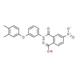 ChemSpider 2D Image | 2-{[3-(3,4-Dimethylphenoxy)phenyl]carbamoyl}-4-nitrobenzoic acid | C22H18N2O6