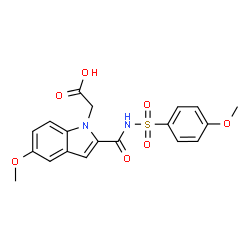 ChemSpider 2D Image | (5-Methoxy-2-{[(4-methoxyphenyl)sulfonyl]carbamoyl}-1H-indol-1-yl)acetic acid | C19H18N2O7S