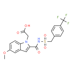 ChemSpider 2D Image | [5-Methoxy-2-({[4-(trifluoromethyl)benzyl]sulfonyl}carbamoyl)-1H-indol-1-yl]acetic acid | C20H17F3N2O6S