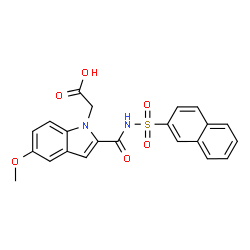 ChemSpider 2D Image | {5-Methoxy-2-[(2-naphthylsulfonyl)carbamoyl]-1H-indol-1-yl}acetic acid | C22H18N2O6S