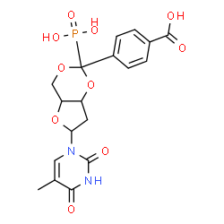 ChemSpider 2D Image | 1-{3,5-O-[(4-Carboxyphenyl)(phosphono)methylene]-2-deoxy-beta-D-threo-pentofuranosyl}-5-methyl-2,4(1H,3H)-pyrimidinedione | C18H19N2O10P