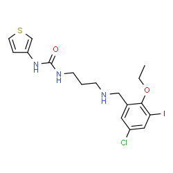 ChemSpider 2D Image | 1-{3-[(5-Chloro-2-ethoxy-3-iodobenzyl)amino]propyl}-3-(3-thienyl)urea | C17H21ClIN3O2S