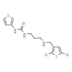 ChemSpider 2D Image | 1-(3-{[(2,5-Dichloro-3-thienyl)methyl]amino}propyl)-3-(3-thienyl)urea | C13H15Cl2N3OS2