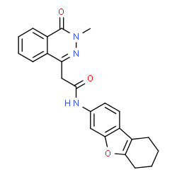 ChemSpider 2D Image | 2-(3-Methyl-4-oxo-3,4-dihydro-1-phthalazinyl)-N-(6,7,8,9-tetrahydrodibenzo[b,d]furan-3-yl)acetamide | C23H21N3O3