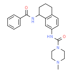 ChemSpider 2D Image | N-[(8R)-8-(Benzoylamino)-5,6,7,8-tetrahydro-2-naphthalenyl]-4-methyl-1-piperazinecarboxamide | C23H28N4O2