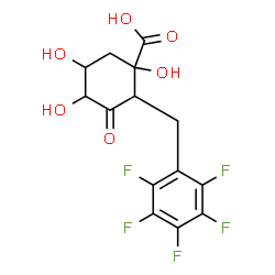 ChemSpider 2D Image | (1R,2S,4S,5R)-1,4,5-Trihydroxy-3-oxo-2-(pentafluorobenzyl)cyclohexanecarboxylic acid | C14H11F5O6