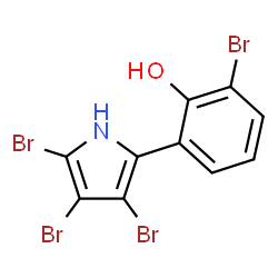 ChemSpider 2D Image | 2-Bromo-6-(3,4,5-tribromo-1H-pyrrol-2-yl)phenol | C10H5Br4NO