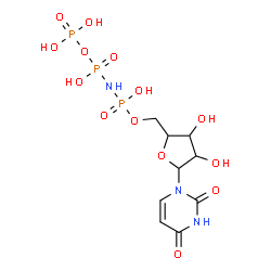 ChemSpider 2D Image | 5'-O-[(S)-Hydroxy{[(S)-hydroxy(phosphonooxy)phosphoryl]amino}phosphoryl]uridine | C9H16N3O14P3
